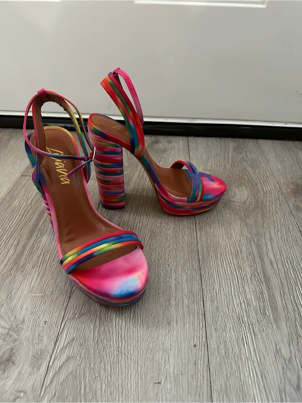 Women's Rainbow Platform Block Heel Sandals - Multicolor